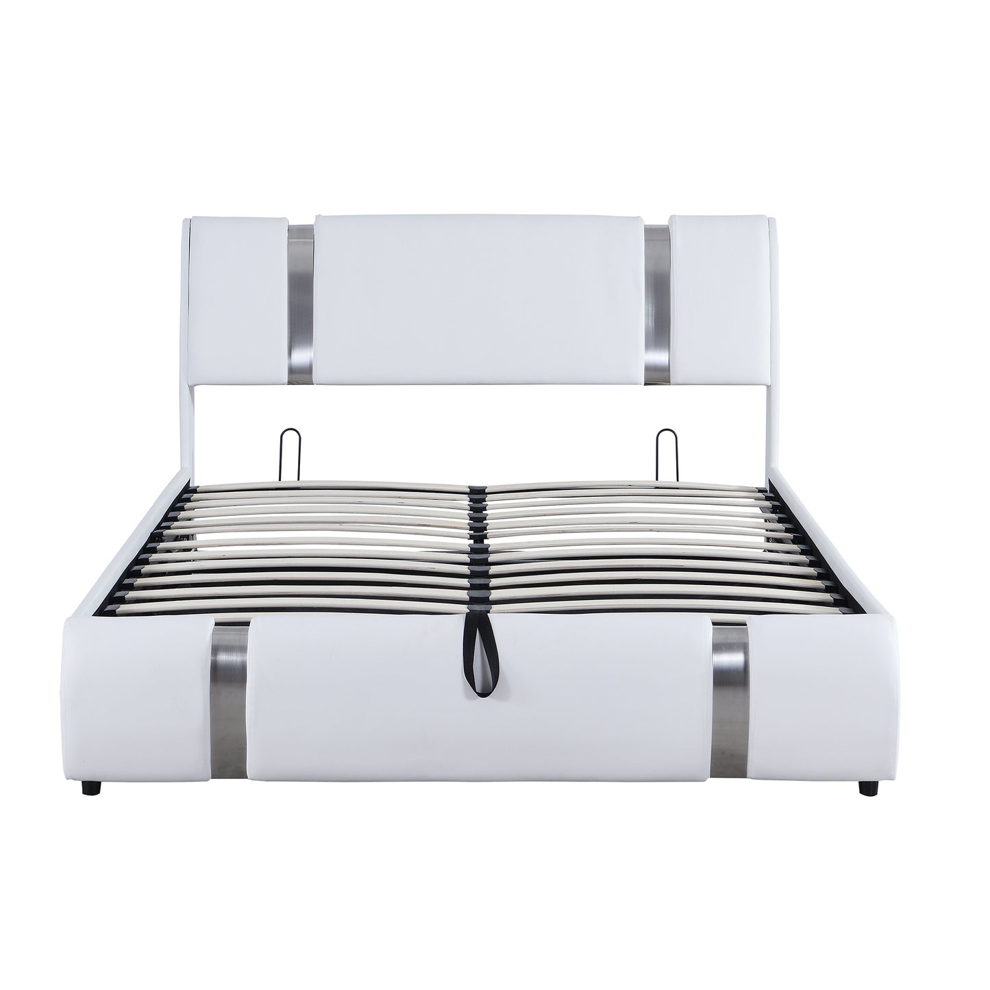 Modern Faux Leather Platform Bed with a Hydraulic Storage System