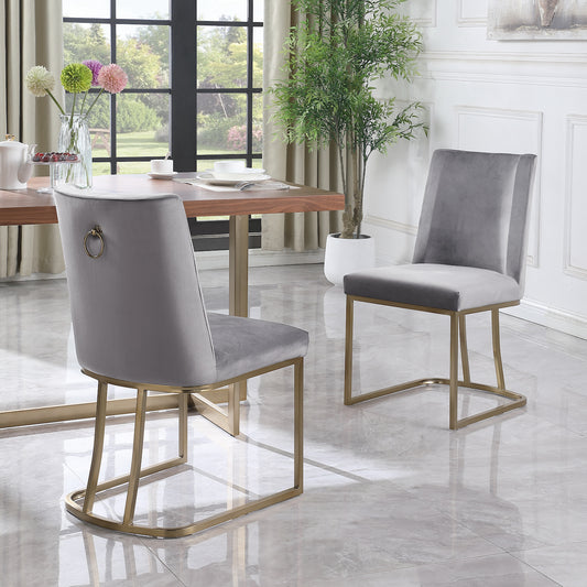 Woker Furniture Contemporary Velvet Dining Chairs Set of 2 - Gray