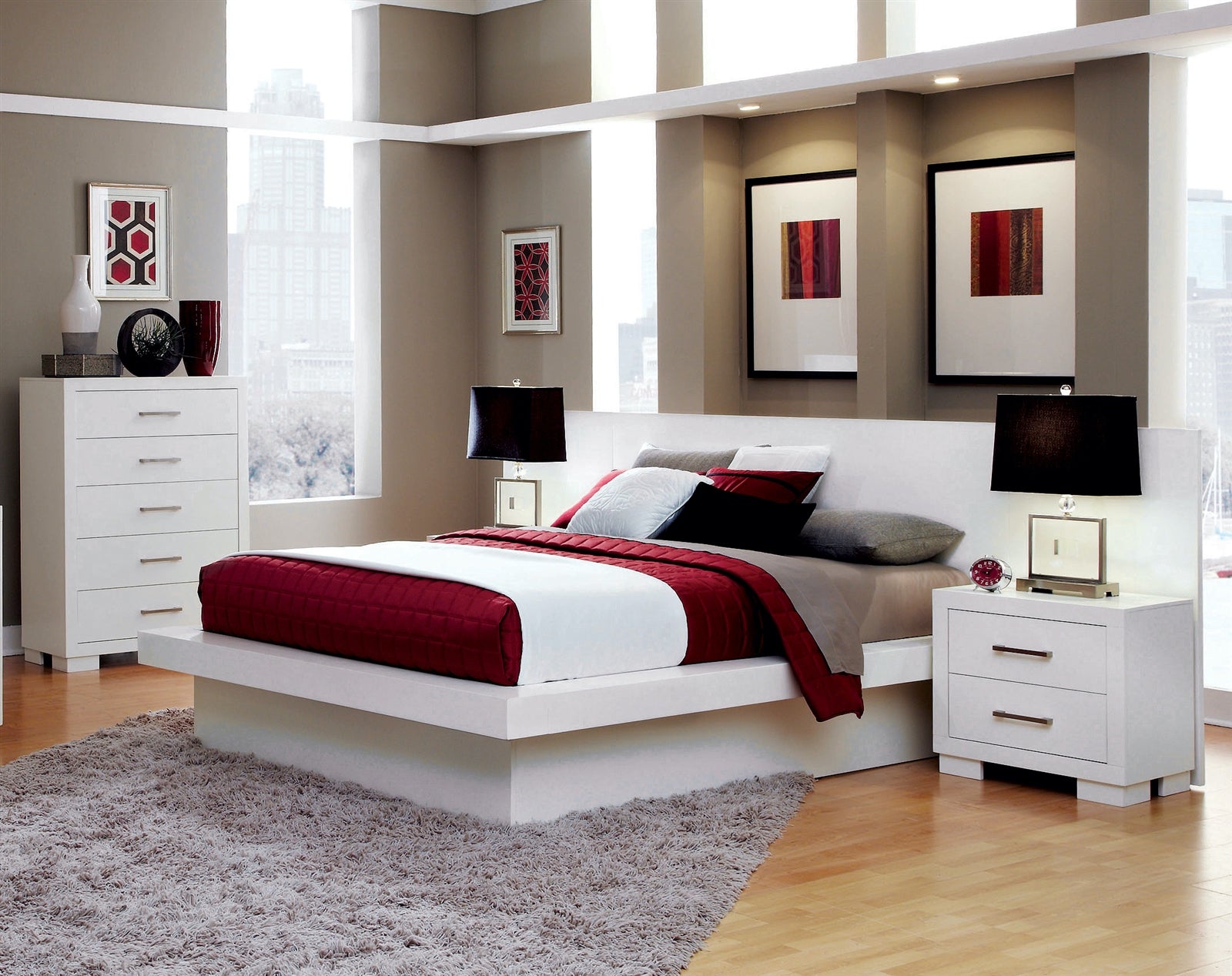 Jessica Platform Bed With Rail Seating White - Coaster Furniture 202990 ...