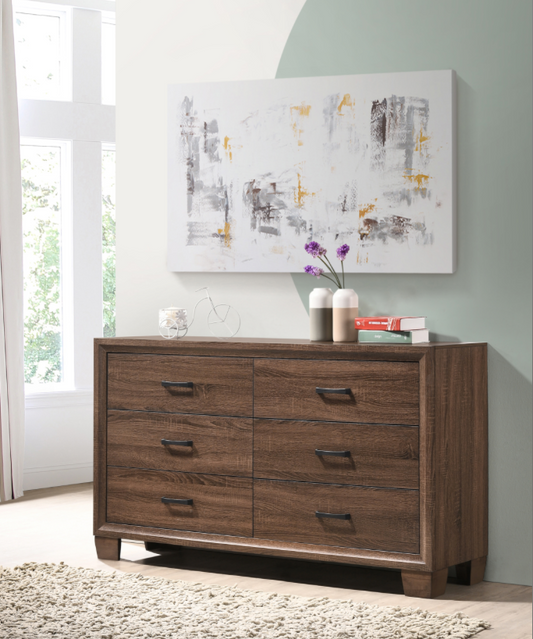 Brandon 6-Drawer Dresser Medium Warm Brown