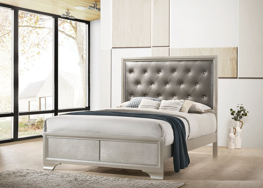 Salford Panel Bed Metallic Sterling and Charcoal Grey Queen Bedroom Set