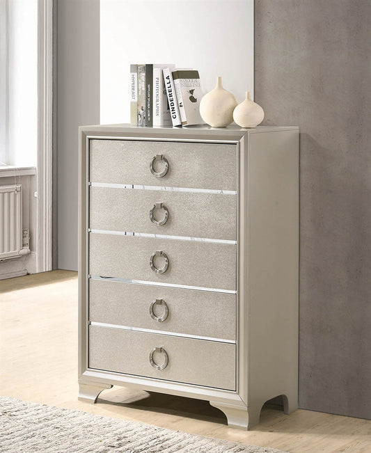 Salford 5-Drawer Chest Metallic Sterling