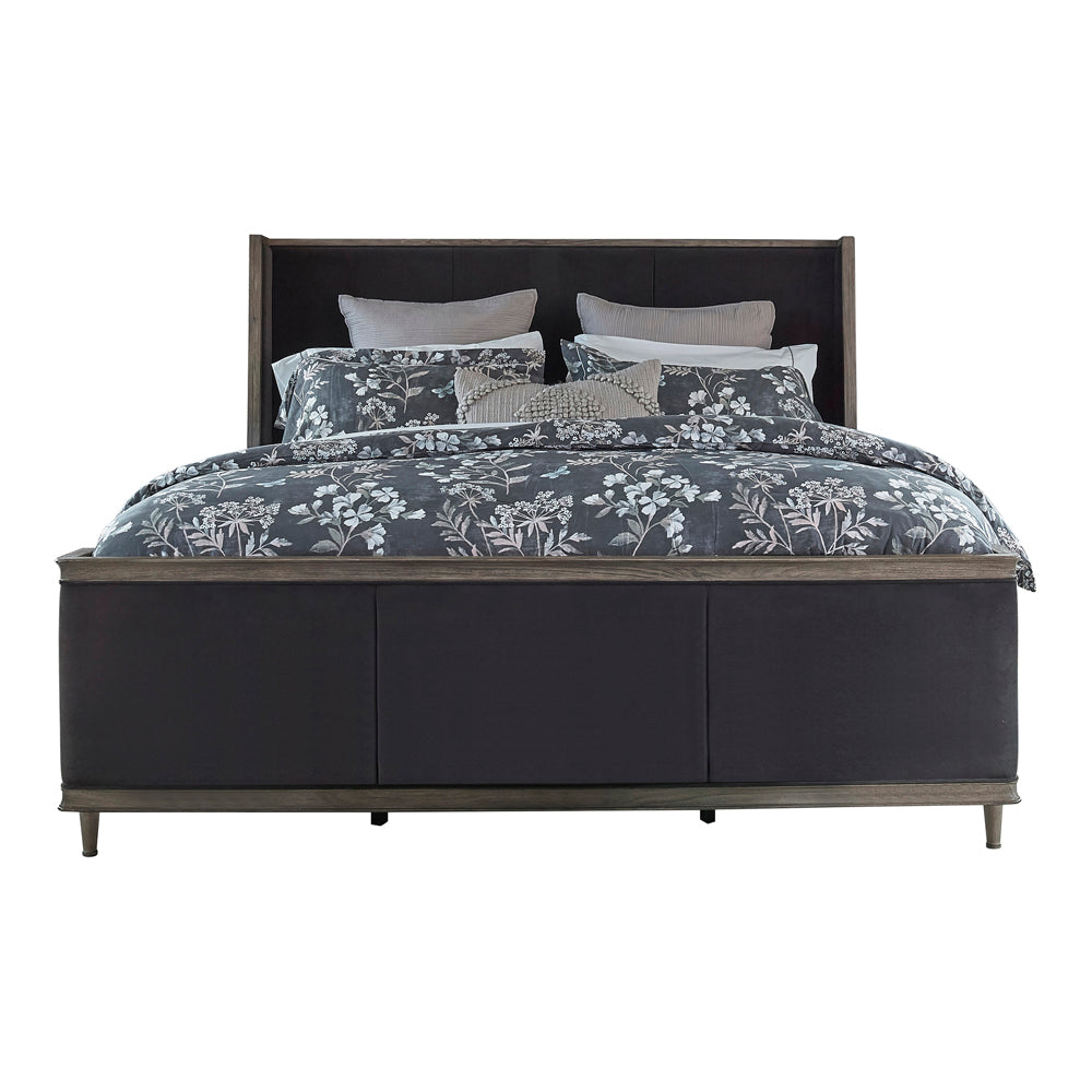 Alderwood Eastern King Upholstered Panel Bed Charcoal Grey