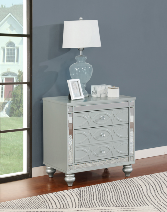 Gunnison 2-Drawer Nightstand Silver Metallic