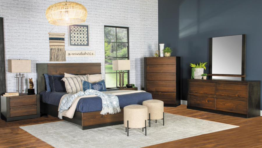 Azalia King Rectangular Bed Black and Walnut