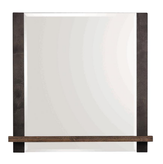 Azalia Mirror with Jewelry Tray Black and Walnut