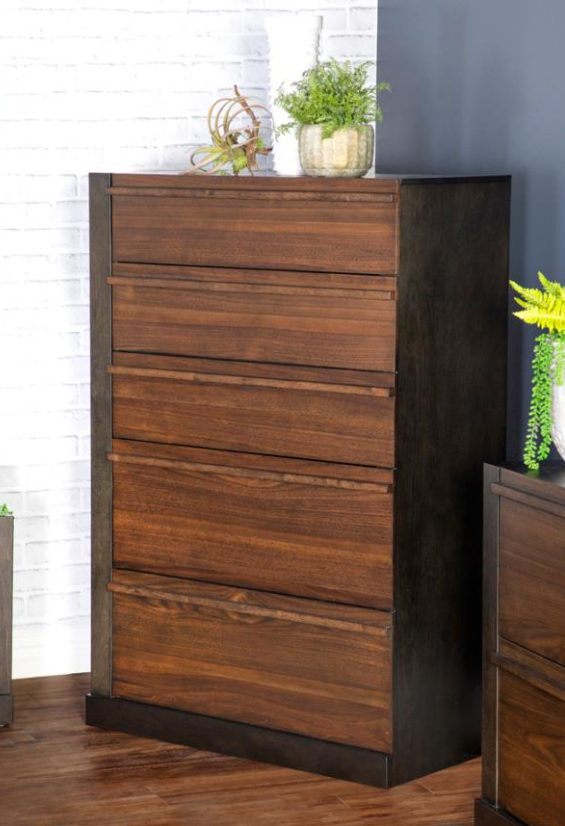 Azalia 5-drawer Chest Black and Walnut