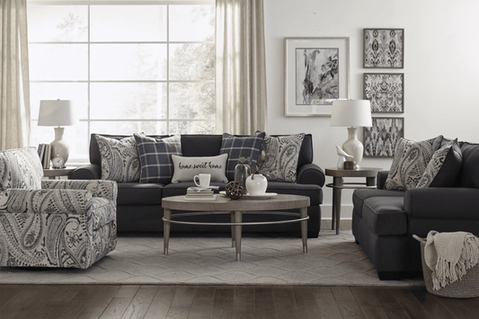 Morgan Indigo Linen Upholstered Sofa & Loveseat Set - Washington 2300