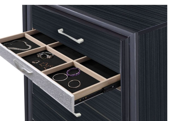 Naima 6-Drawer Chest in Black with Jewelry Drawer