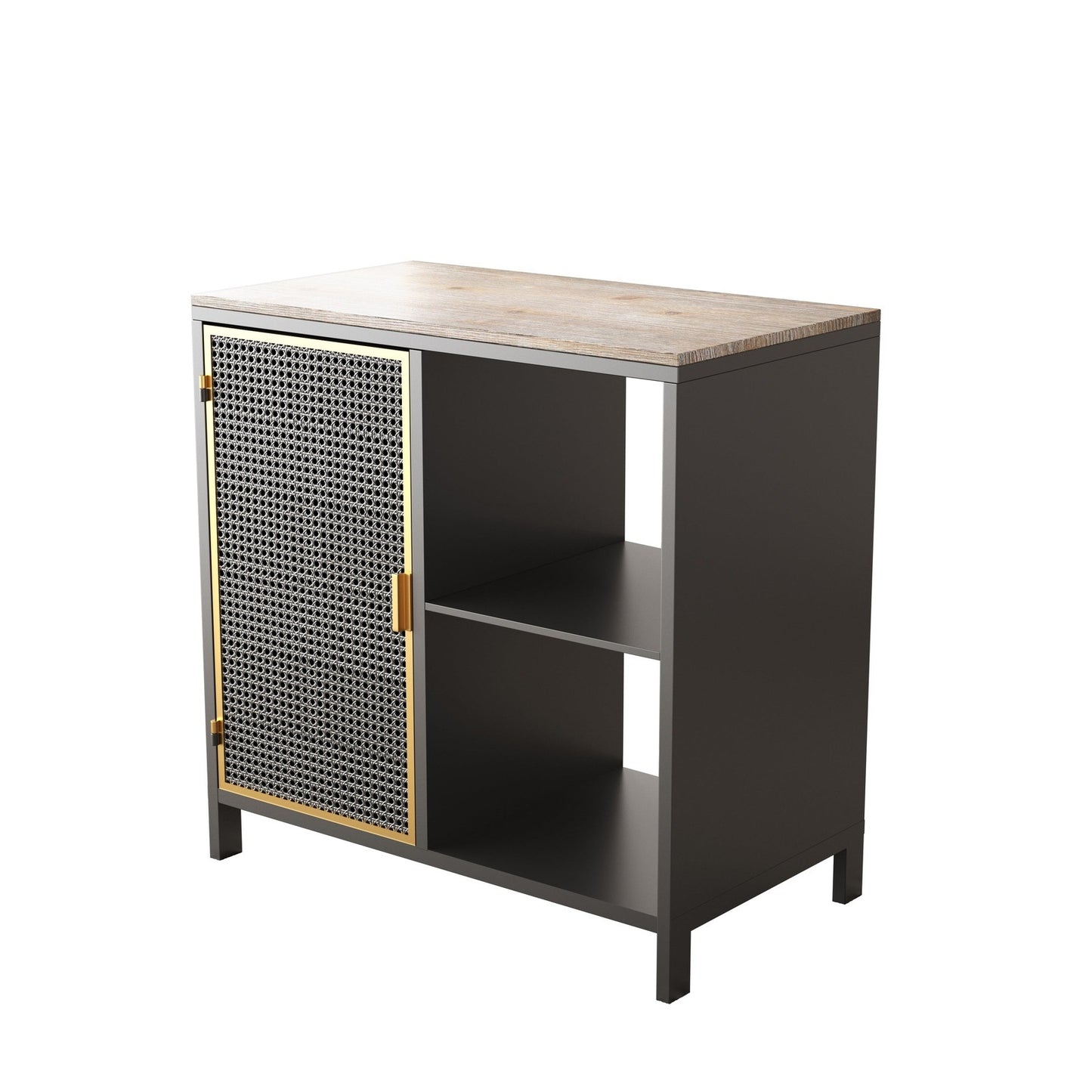 Modern 31.69” Sideboard Cabinet in Dark Gray & Gold