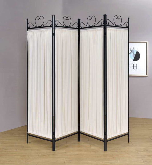 4-Panel Folding Screen Beige And Black