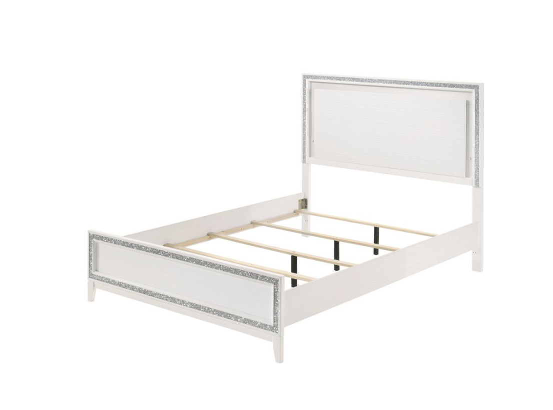 Haiden King Size Bed in White with LED Lighted Headboard