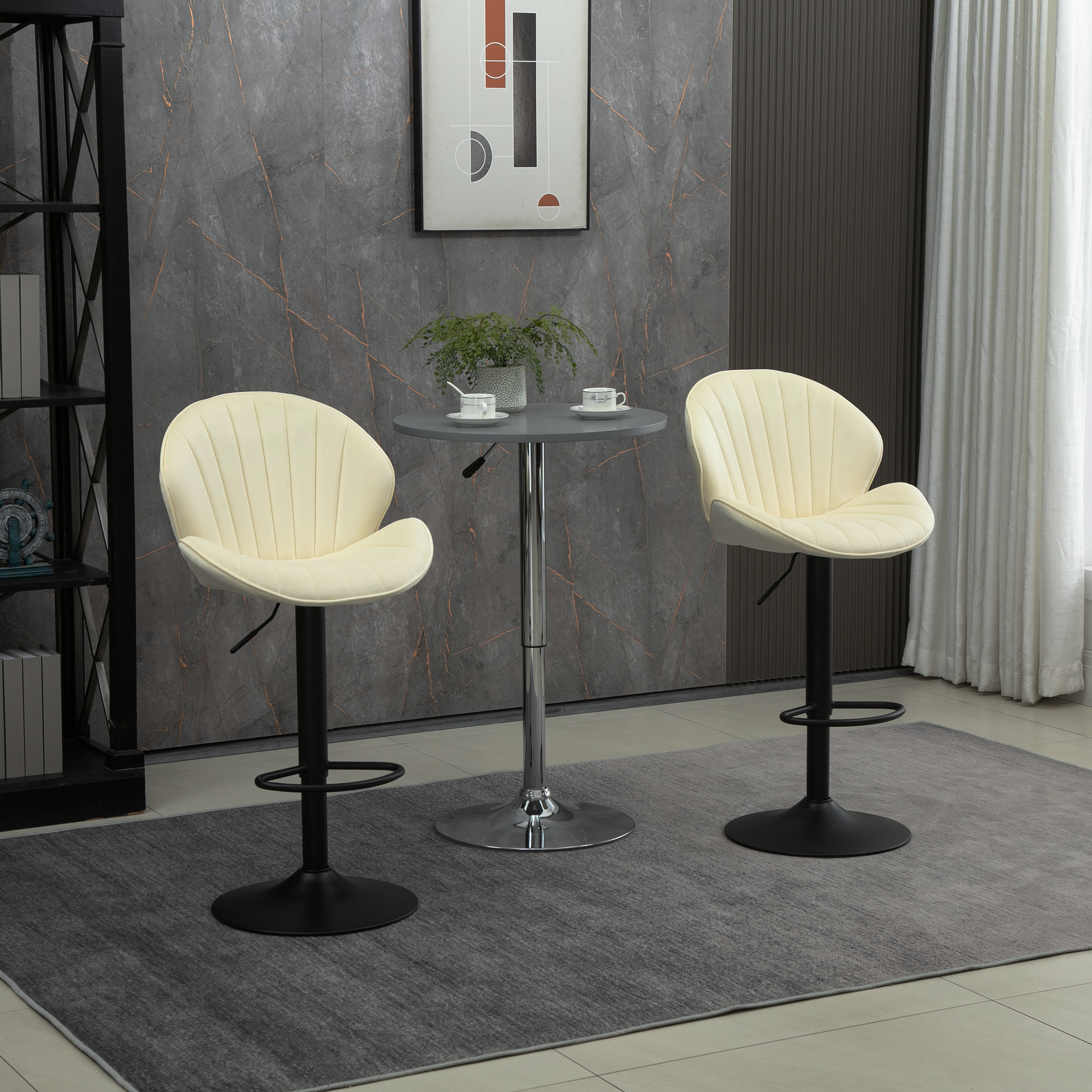 WeeHaa Modern Adjustable Height Velvet Bar Stools Set of 2