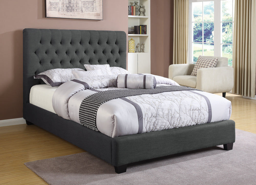 Jillian Charcoal Gray Tufted King Size Bed