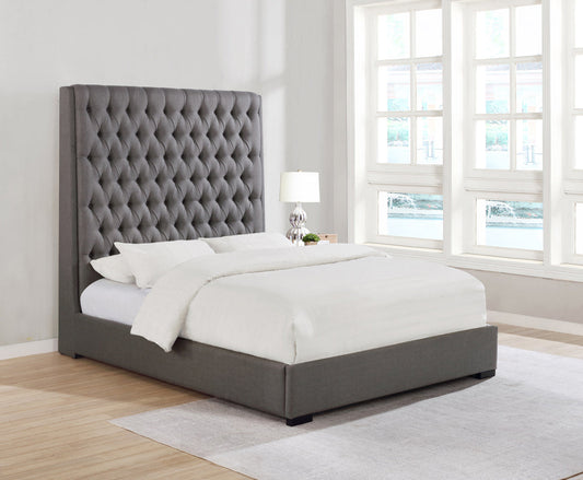 Camille 72" Button Tufted Bed in Gray - Queen