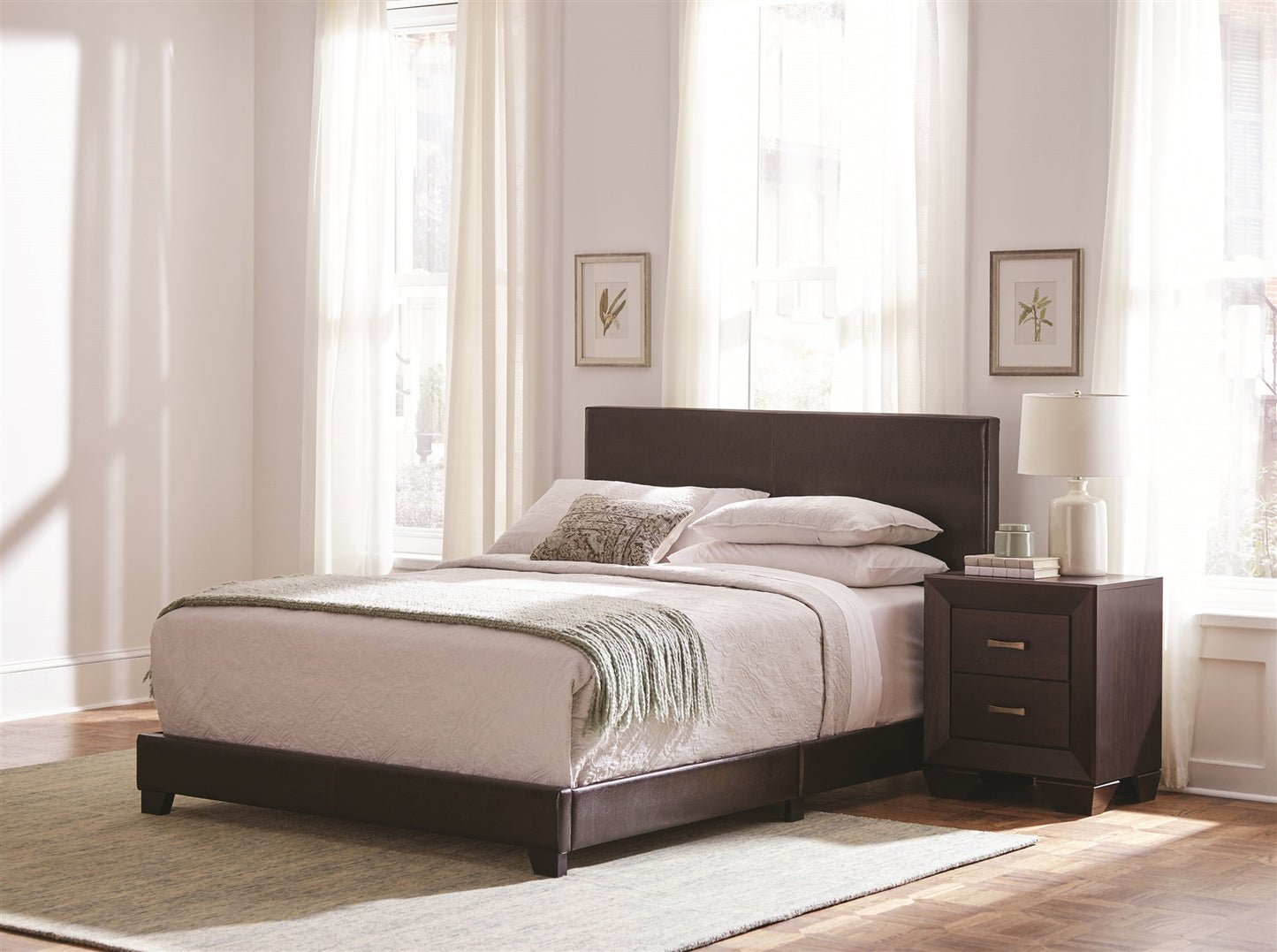 Simms Cocoa Brown Leatherette Full Bed