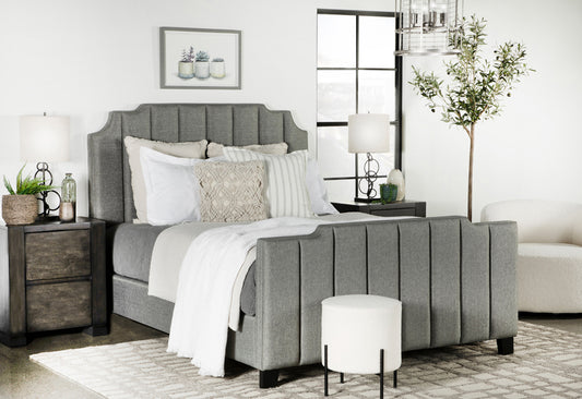 Fiona Light Gray Upholstered Bed