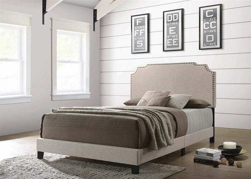 Alva Beige Upholstered Full Bed