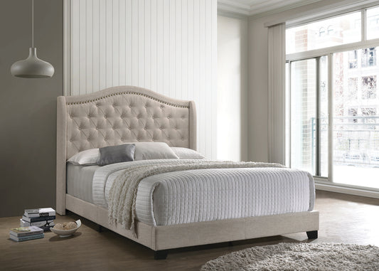 Arielle Camel Back King Bed Beige