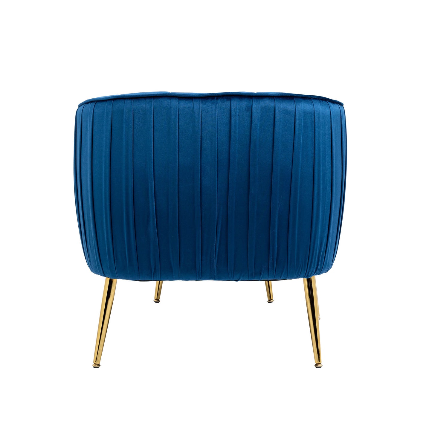 Velvet Accent Chair with Ottoman Set in Blue