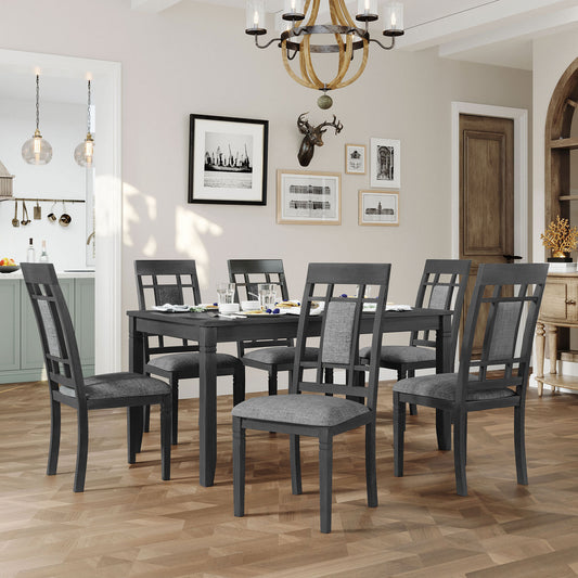 7-Piece Modern Farmhouse Dining Set in Gray