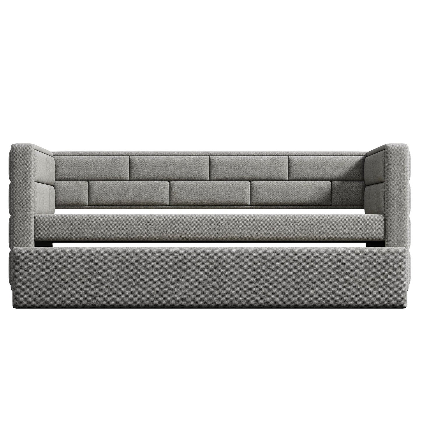 WM Store Twin Size Daybed with Trundle in Cube Tufted Gray Upholstery