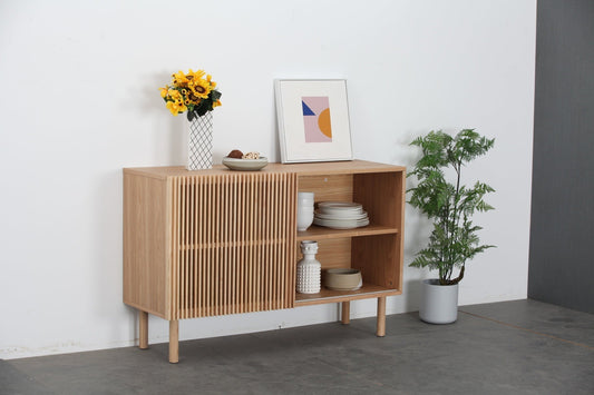 Modern Sideboard with 4 Cabinet, Storage Cabinet, TV Stand , Anti-Topple Design, and Large Countertop