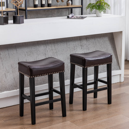 26" Backless Counter Height Stool in Brown Set of 2