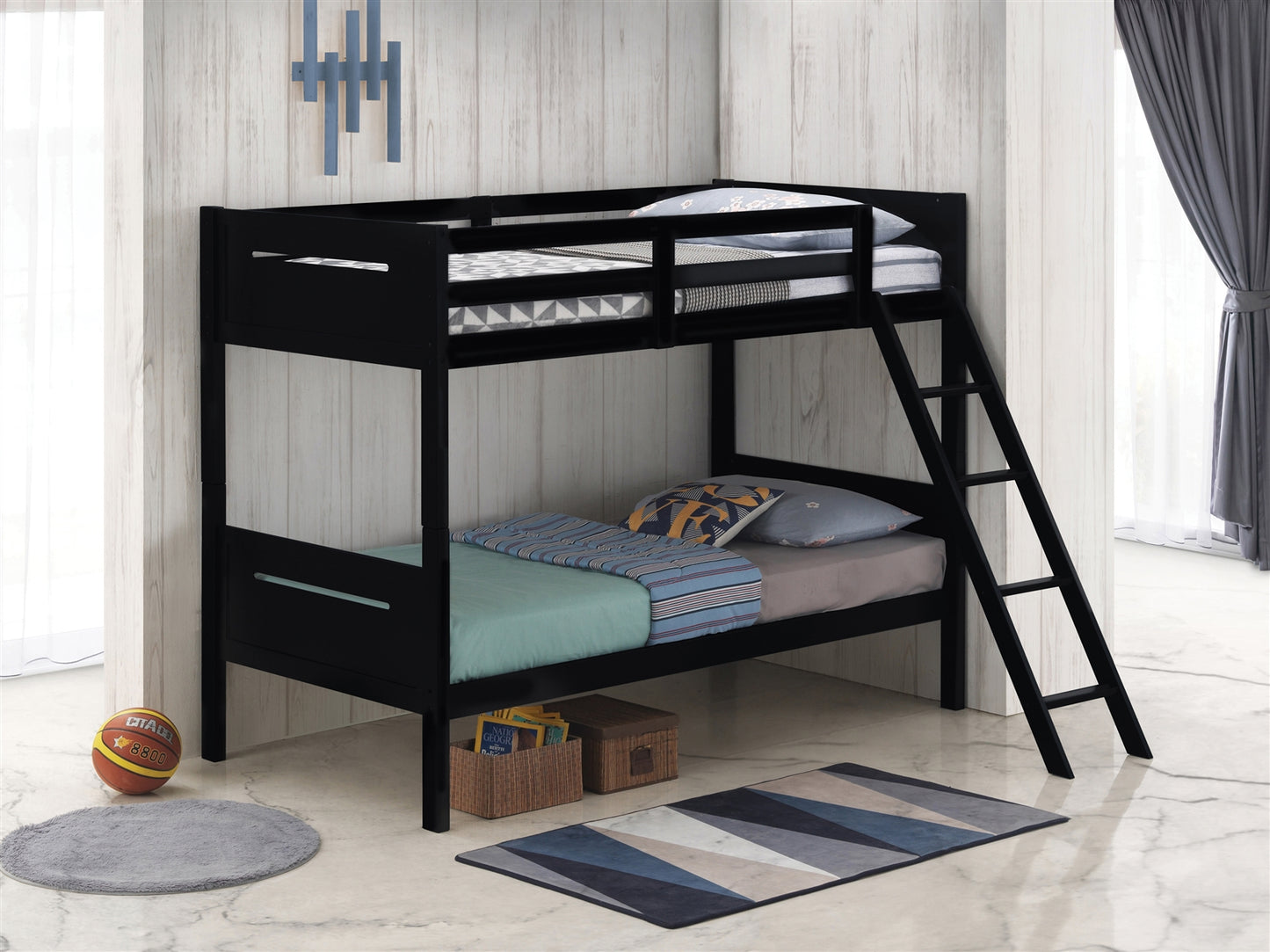 Littleton I Twin over Twin Bunk Bed in Black