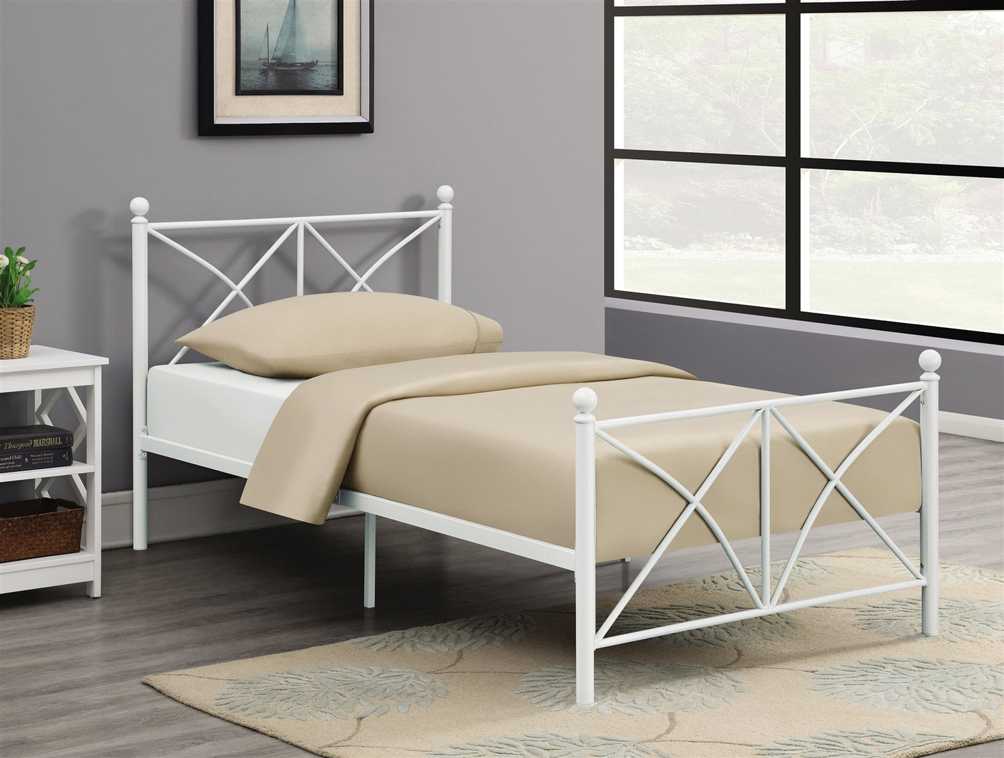 Hart Modern Full Metal Platform Bed in Matte White