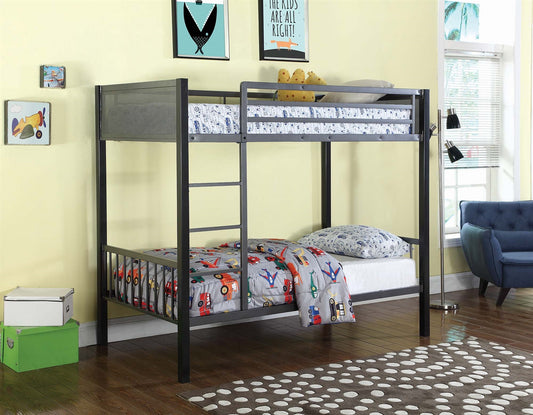 Meyers Twin-Twin Metal Bunk Bed in Gunmetal