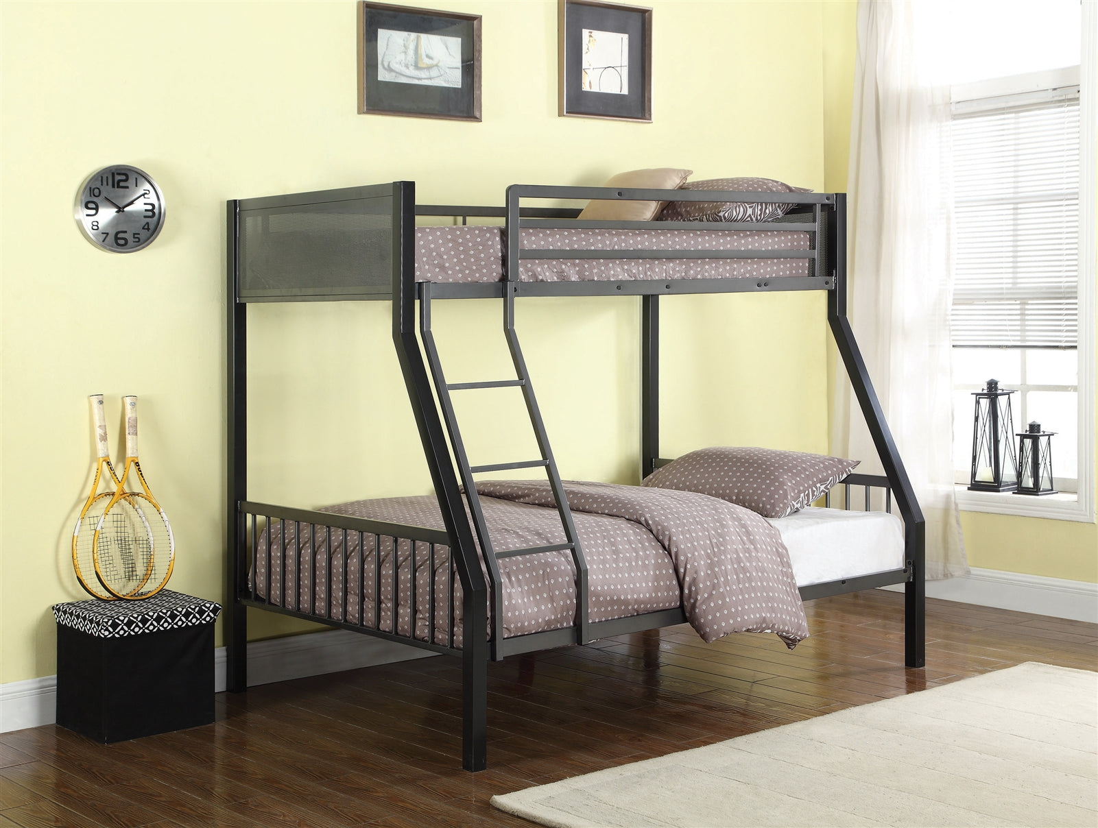 Meyers Twin-Full Metal Bunk Bed in Gunmetal