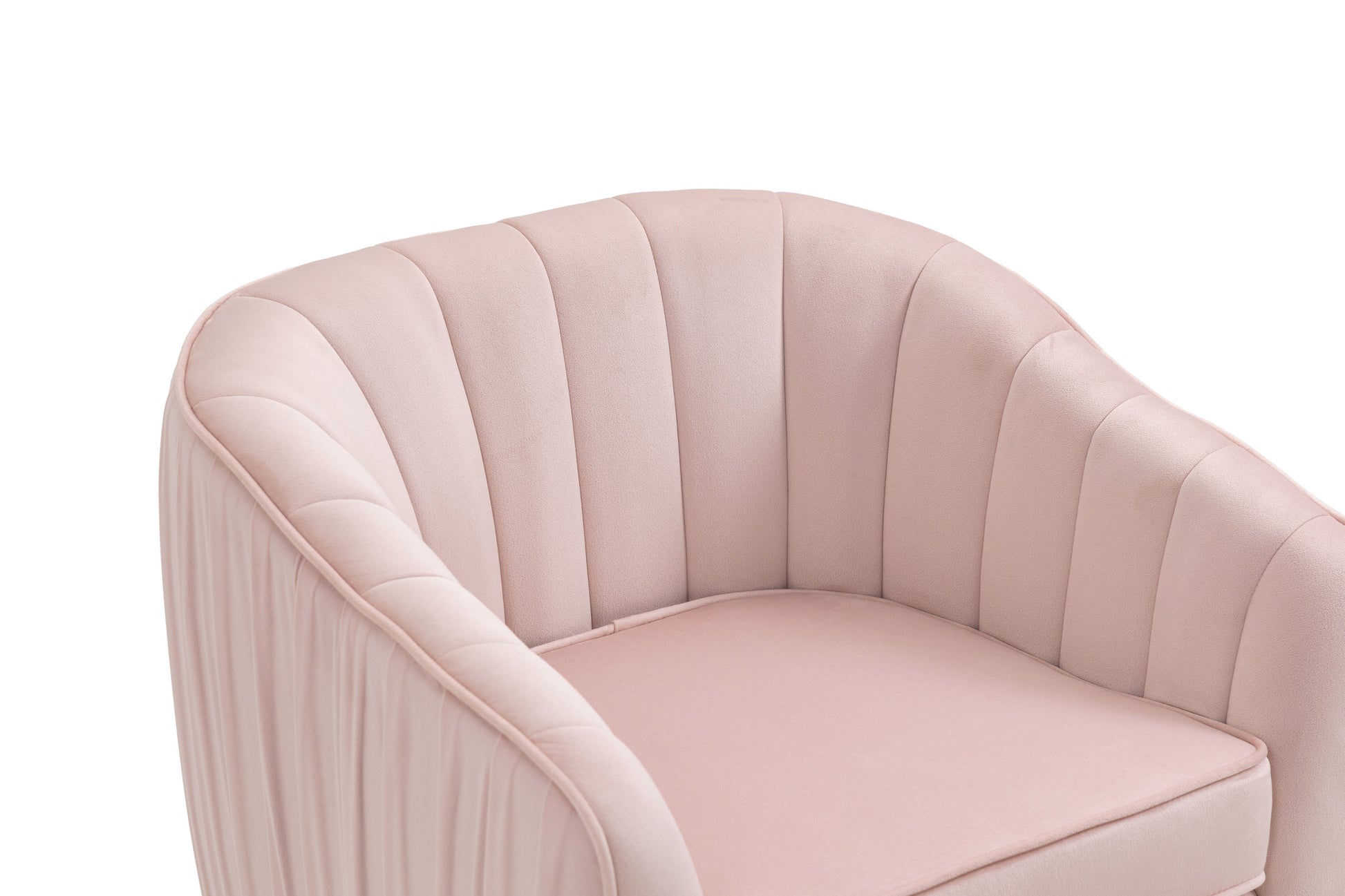 Velvet Accent Chair with Ottoman Set in Pink