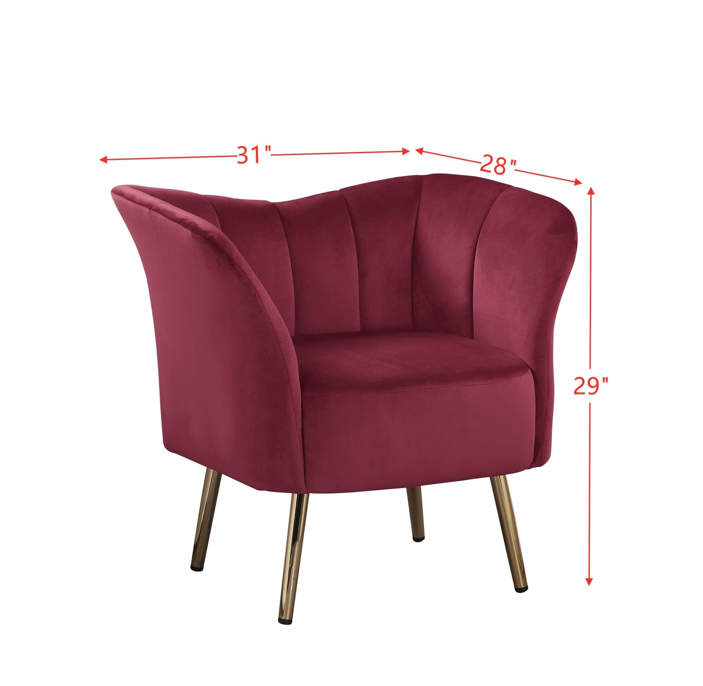 ACME Reese Accent Chair, Burgundy Velvet & Gold 59795