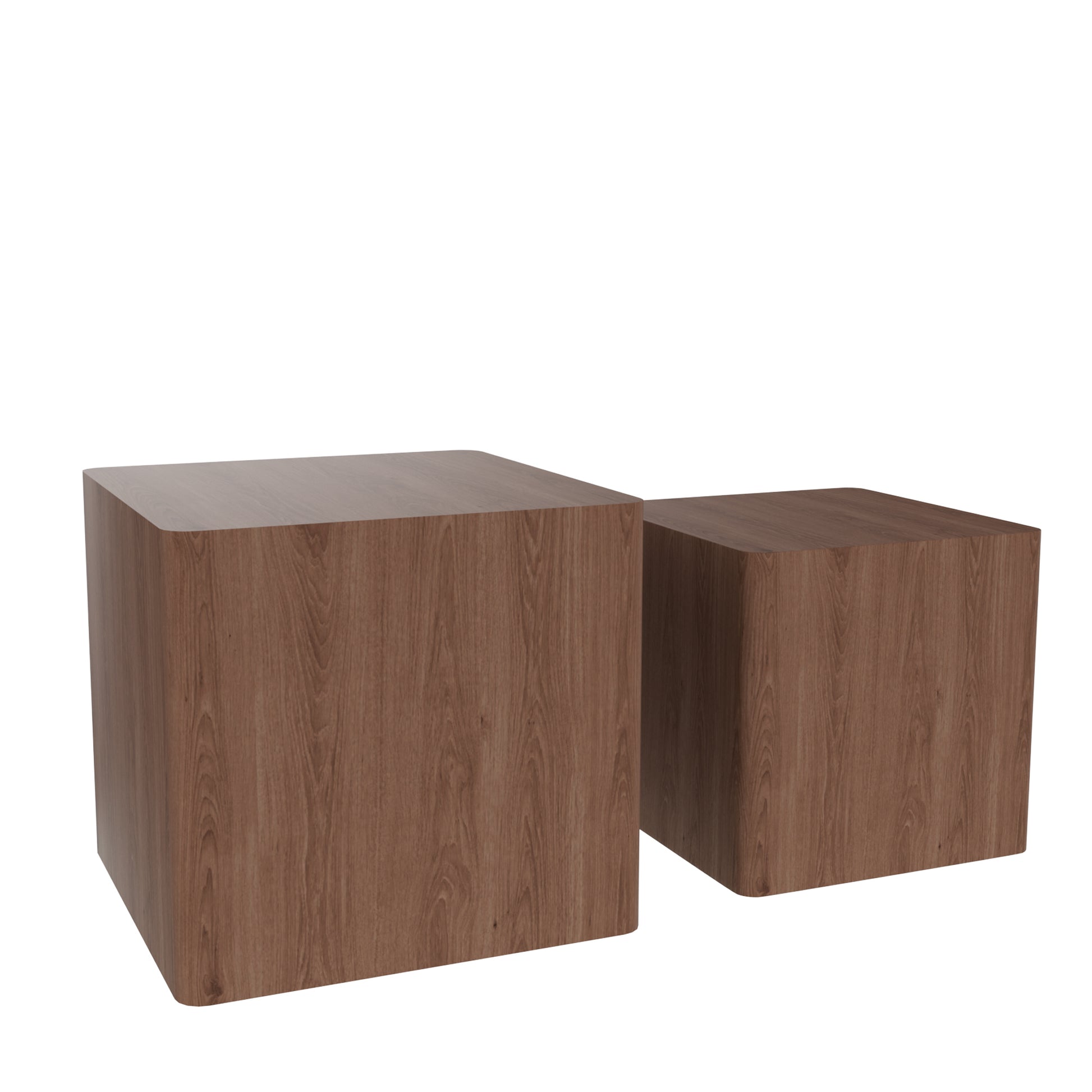 Set of 2 Square Nesting Accent Tables in Walnut