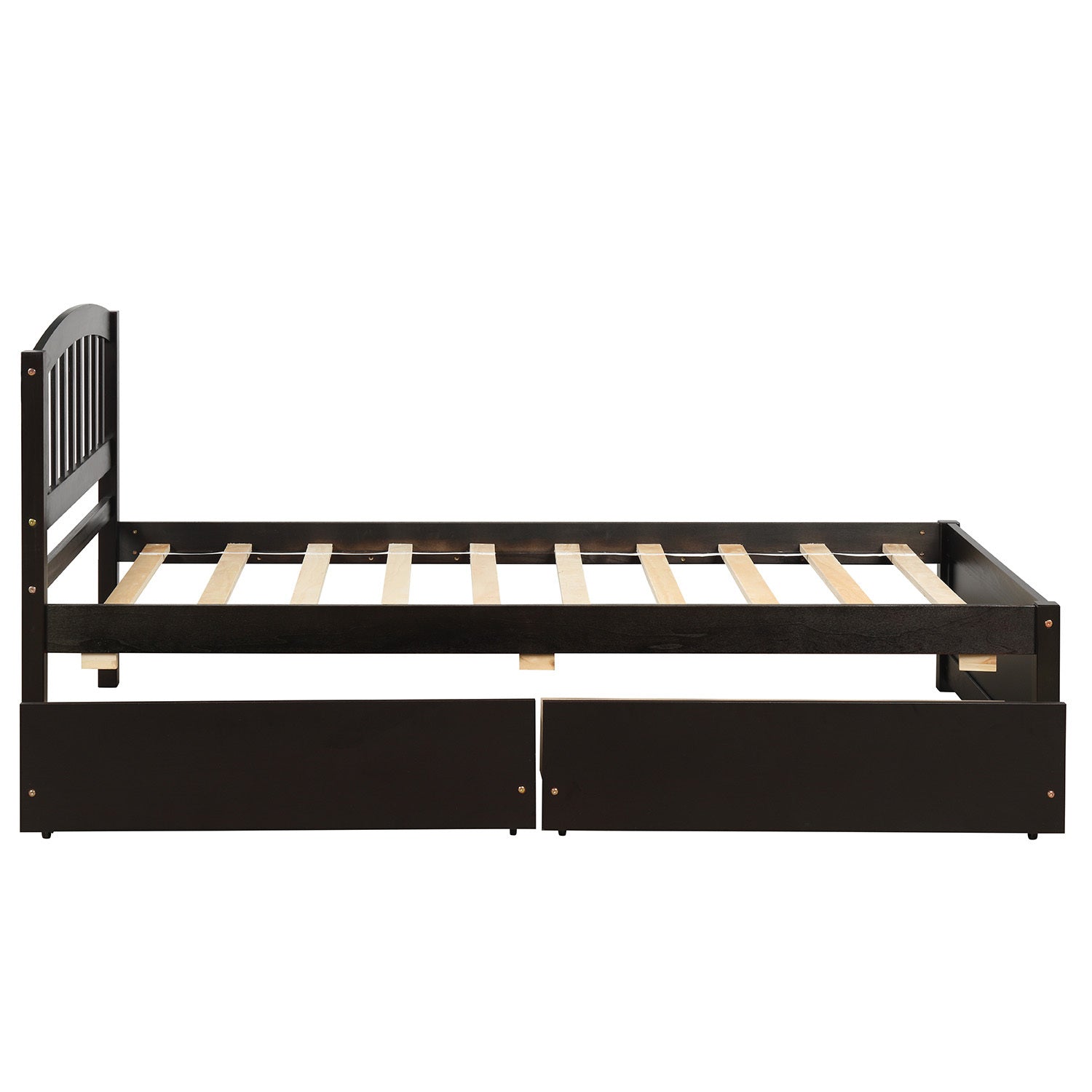 Homey Life Twin size Platform Bed with Two Drawers, Espresso