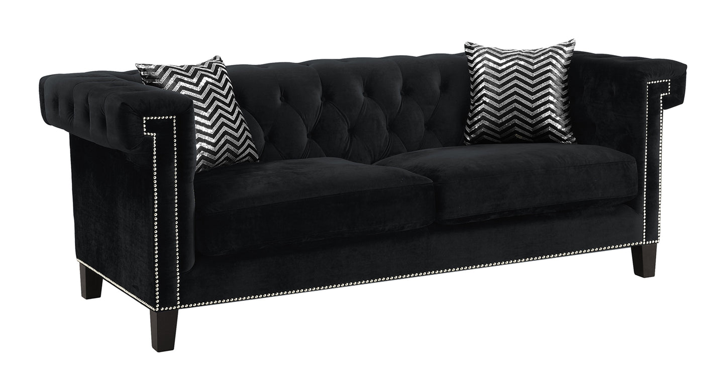 Avenleigh Black Velvet Tufted Sofa & Loveseat Set