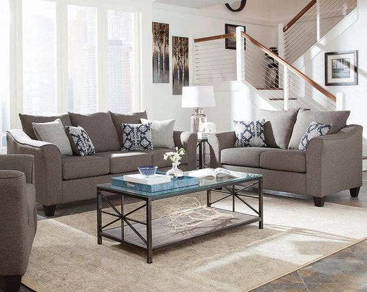 Salizar Transitional Flared Arm Sofa & Loveseat Set Grey