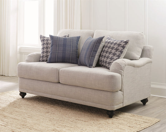 Glenn Classic Light Grey Linen Tailored Loveseat