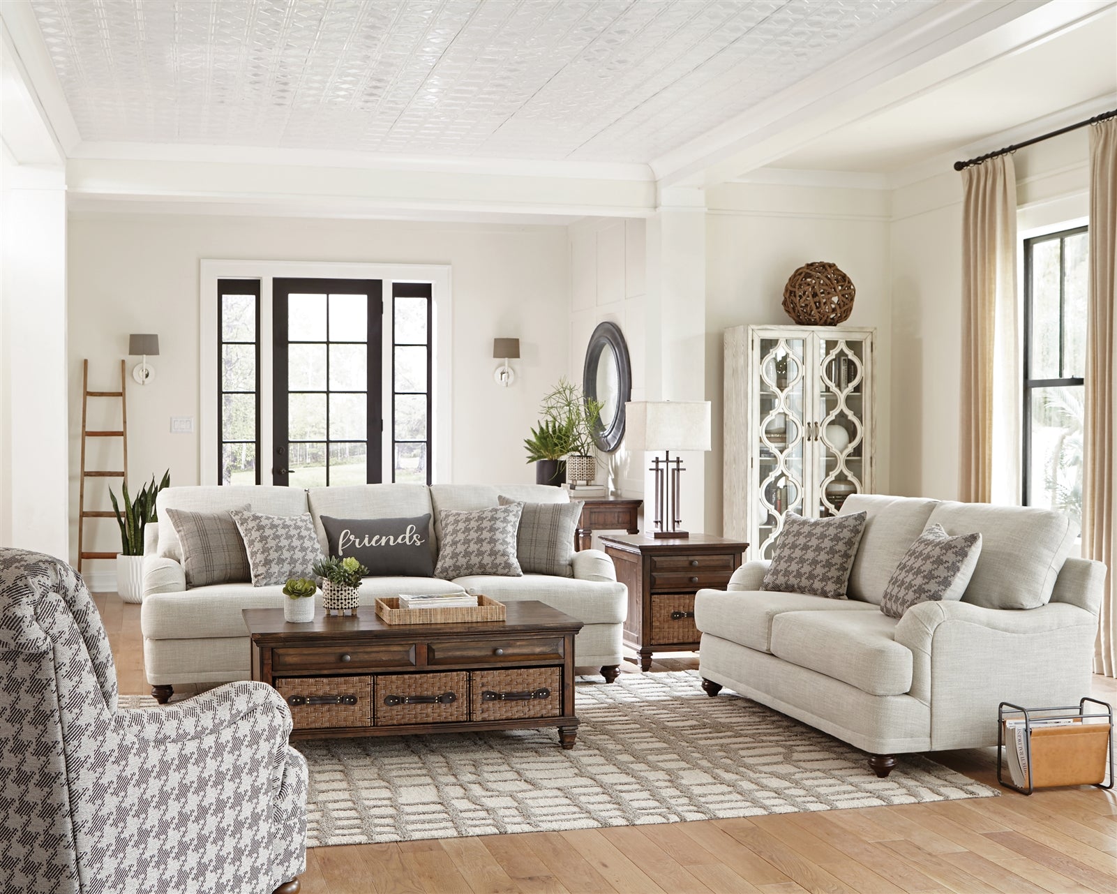 Glenn II Modern Farmhouse Light Grey Linen Sofa & Loveseat Set