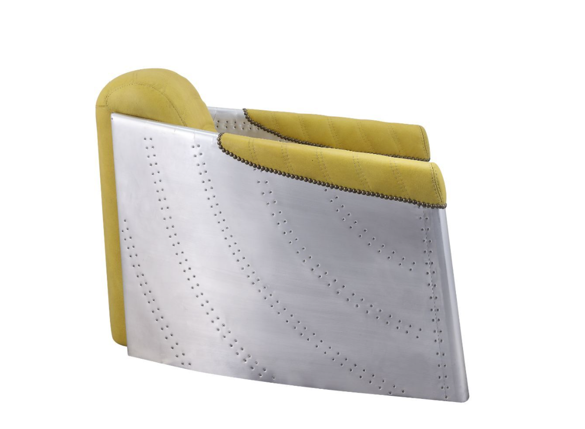 Brancaster Accent Chair in Yellow Leather- ACME 59634