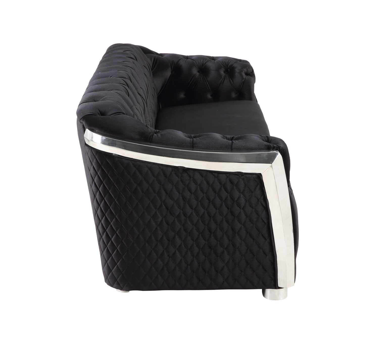 ACME Pyroden Chair in Black Velvet & Chrome Finish LV00298