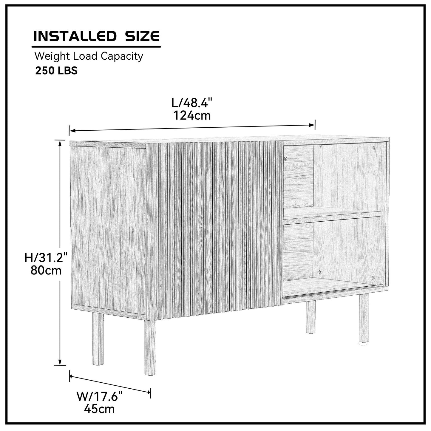 Modern Sideboard with 4 Cabinet, Storage Cabinet, TV Stand , Anti-Topple Design, and Large Countertop