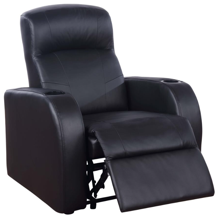 Harrison 7 Piece Black Top Grain Leather Theater Seating