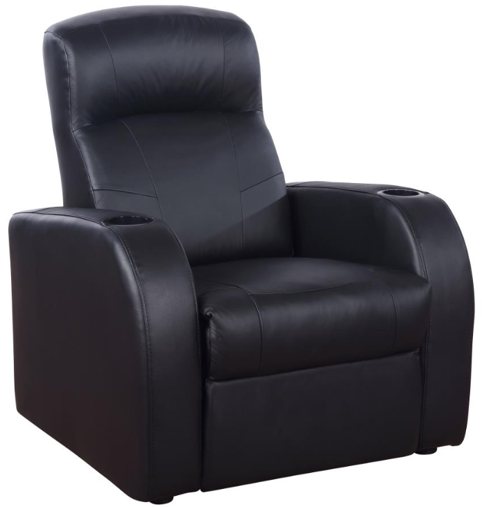 Harrison 7 Piece Black Top Grain Leather Theater Seating