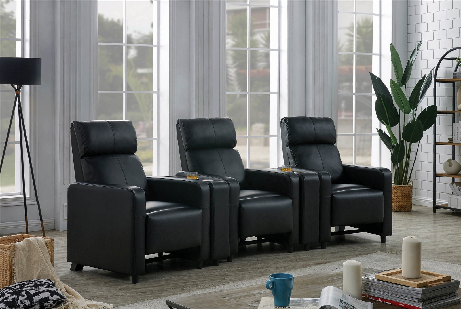 Toohey Modern Black 5pc Home Theater Seating