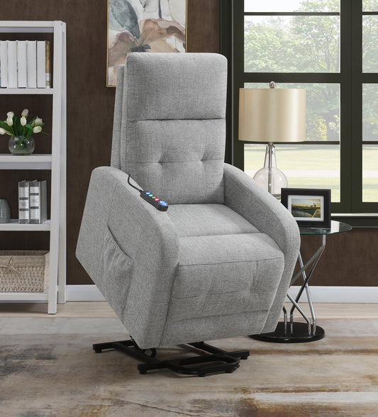 Howie Power Lift Massage Chair in Light Gray Performance Fabric