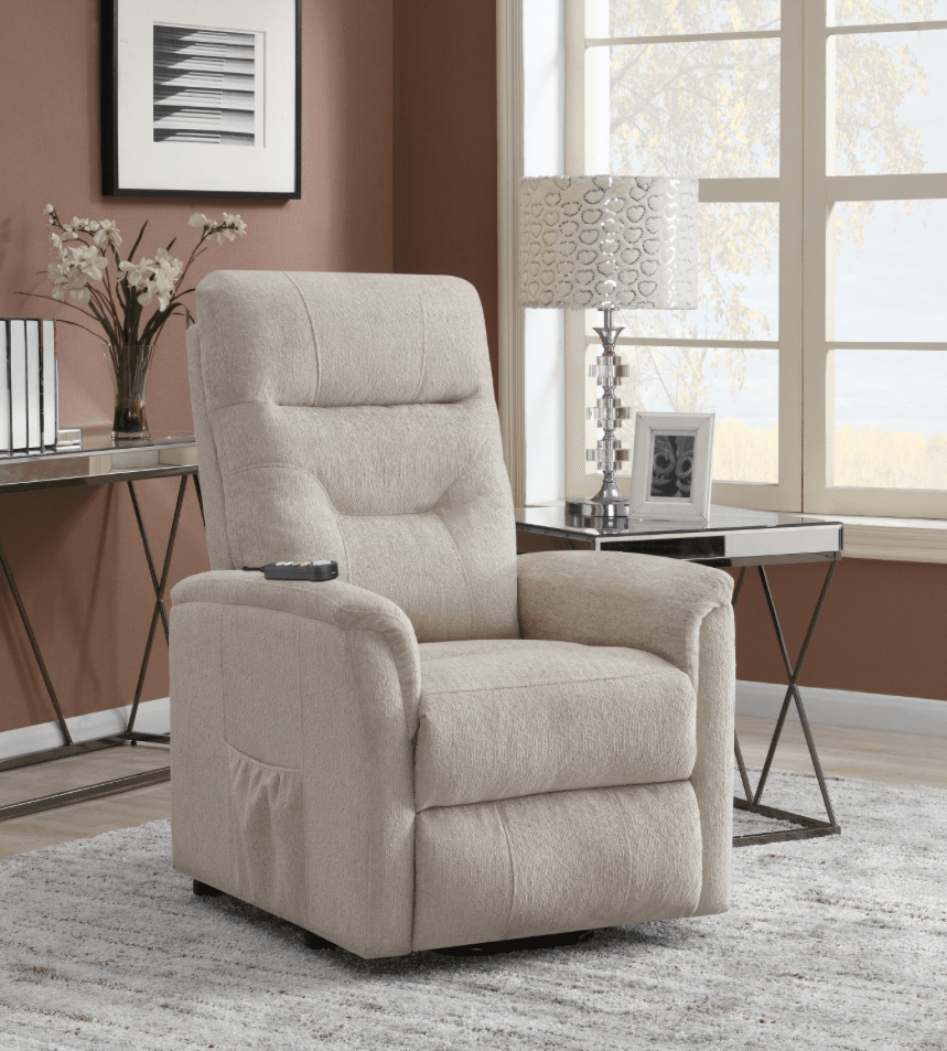 Power Lift Massage Recliner With Storage Pocket Beige