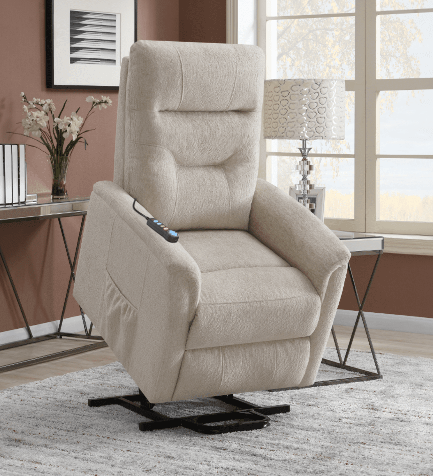 Power Lift Massage Recliner With Storage Pocket Beige