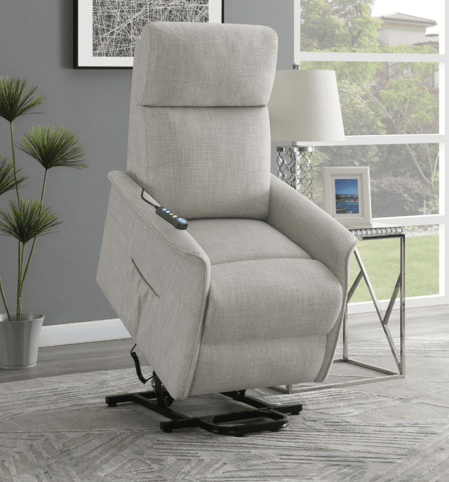 Herrera Power Lift Massage Recliner With Storage Pocket Beige